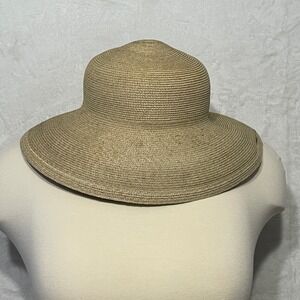 Eric Javits New York Straw Sun Hat Wide Brim Packable Beige Squishee See photos